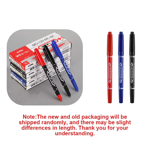 5/10PCs Permanent Marker Black/Blue/Red Oil Marker Pen Twin Tip Fine Nid Marker Ink Stationery Items School & Office Supplies